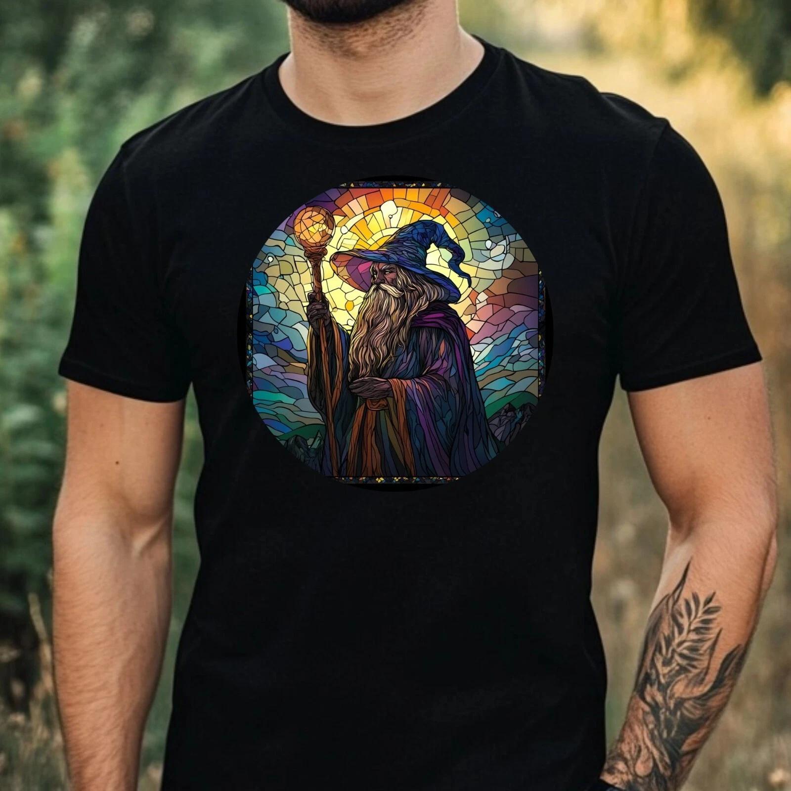 T-Shirt Herren Zauberer Buntglas Motiv Baumwolle Größe XS bis 5XL XXXL