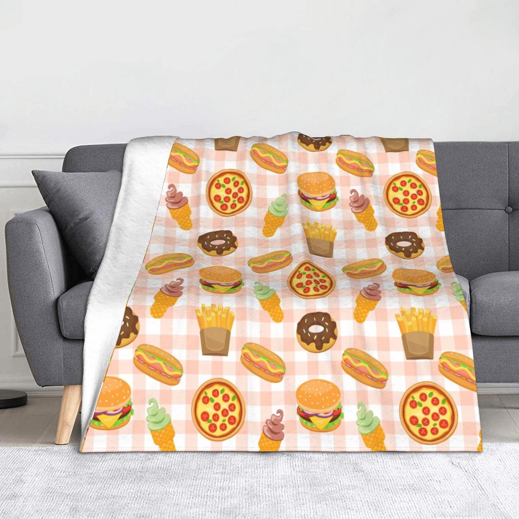 Pepperoni Pizza Pattern Flannel Blanket Tortilla Food Awesome Throw Blankets for Home 125*100cm Bedspread