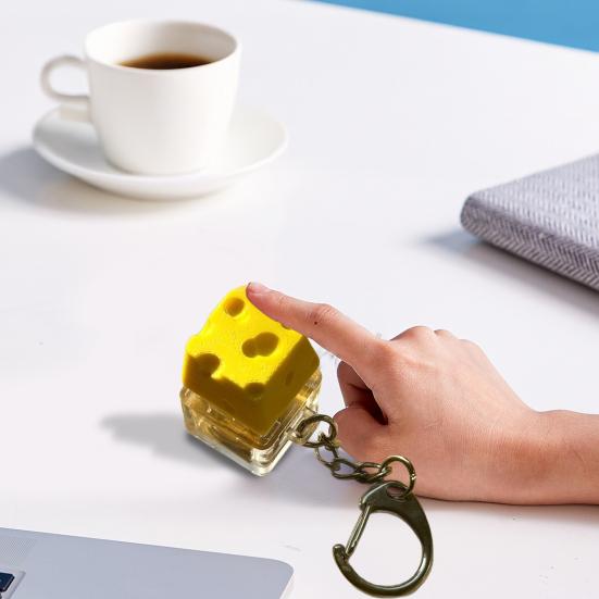 Cheese Keyboard Fidget Keychain Stress Anxiety Relief Portable Travel Kids Adults Mechanical Keyboard Clicker Decompression Button Sensory Toy