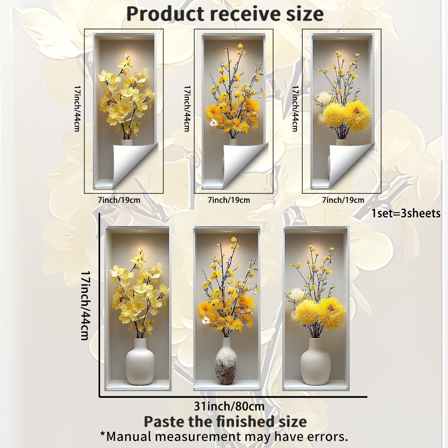 

Creative 3D Vase Flower Wall Sticker for Study Room Living Room Bedroom Wall Decor 45x80cm різнокольоровий