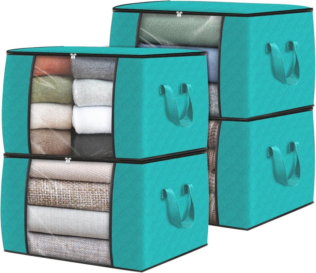 Fab Totes Storage Bags,Clothes Blanket Storage Bins Foldable Closet Organizers with Reinforced Handle for Home Dorm Storage and Organization