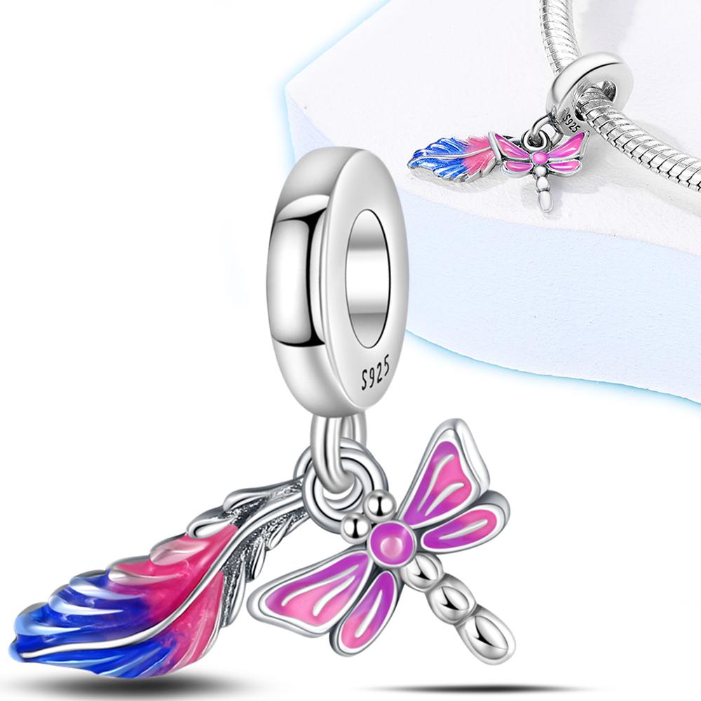 Charms Originalcopper Feathered Dragonfly Beads Fit Bracelet Jewelry Diy Women Party Gift