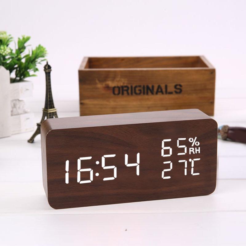 Smart Voice-Controlled LED Wooden Clock with Temperature & Humidity Display