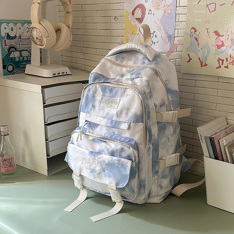 Trend Tie-dye Backpack, Male and Female College Students Schoolbag, Fashion Junior High School High School Students Backpack, Large Capacity Backpack