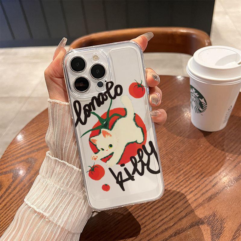 

Tomato Cute Cat Pattern Phone Case for iPhone 17 16 15 14 13 12 11 16E Series Pro Max Plus Double Layer Protection iphone 11 ProMax