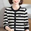 Mom's 2025 Autumn Striped Long-Sleeve Knit Sweater for Middle-Aged & Elderly Women