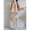 Chinese Ming Dynasty Style horse-face  Skirt Osmanthus Print Daily Suit For Women