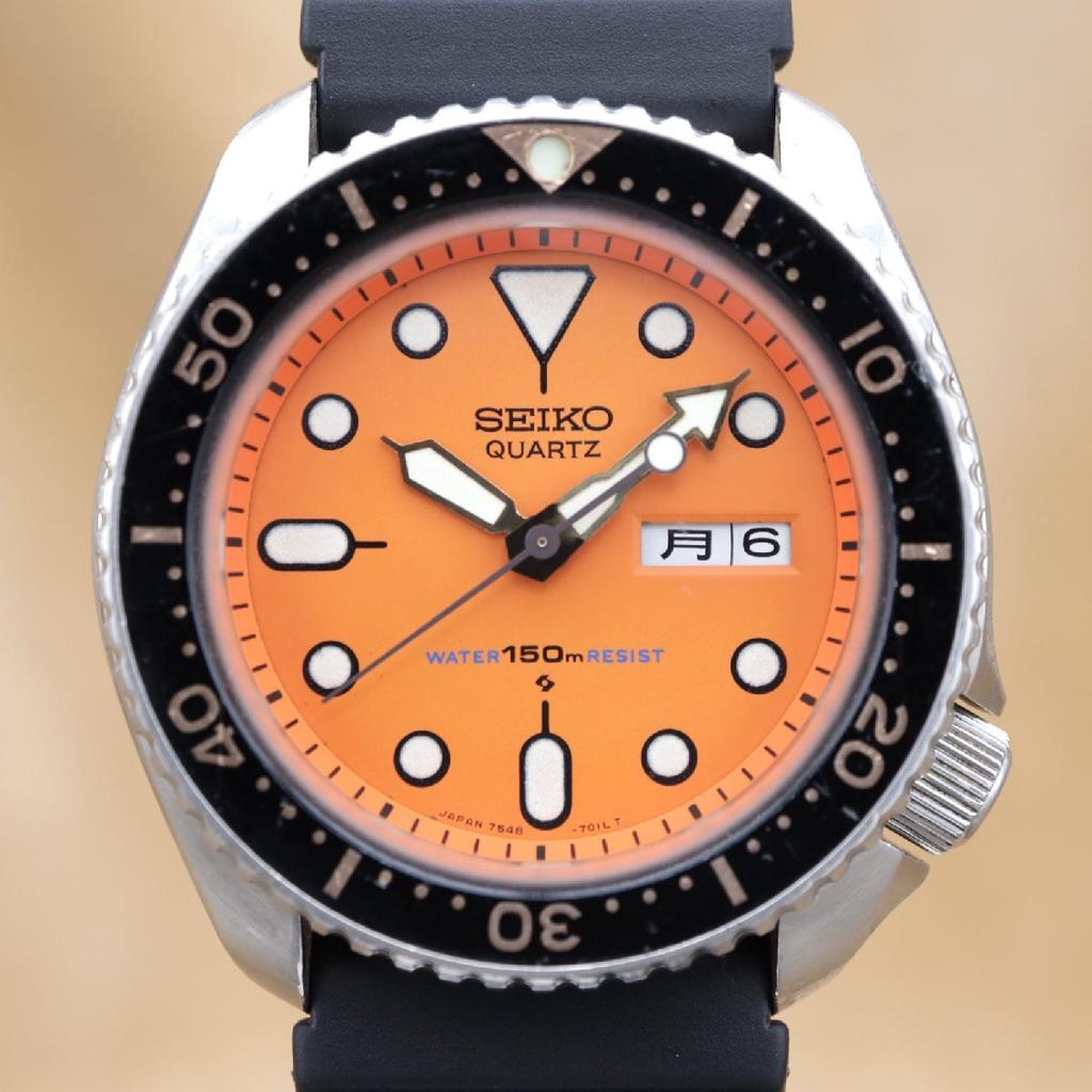 SEIKO Diver Orange Boy 150m Quartz 42mm 1981 Battery Replaced CH612 7548-7000 Men's [6-Month Warranty]