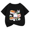 Funny Sushi Cat Food Design Printed T Shirts Short Sleeve Kids Children's T-shirt Boys Girls Summer Spring Cute Top Tee Shirt