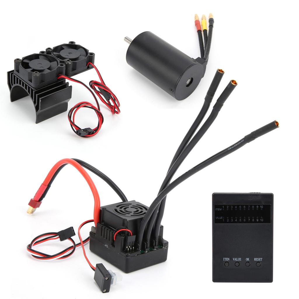 3660 3800KV Brushless Motor 80A ESC+Programmer Card Motor Heat Sink Set for 18 RC Car