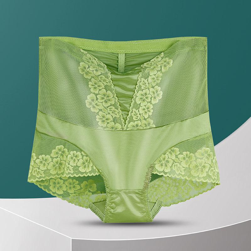 Women's High-Waisted Plus-Size Sexy Lace Tummy Control Butt Lifting Waist Trainer Underwear Briefs