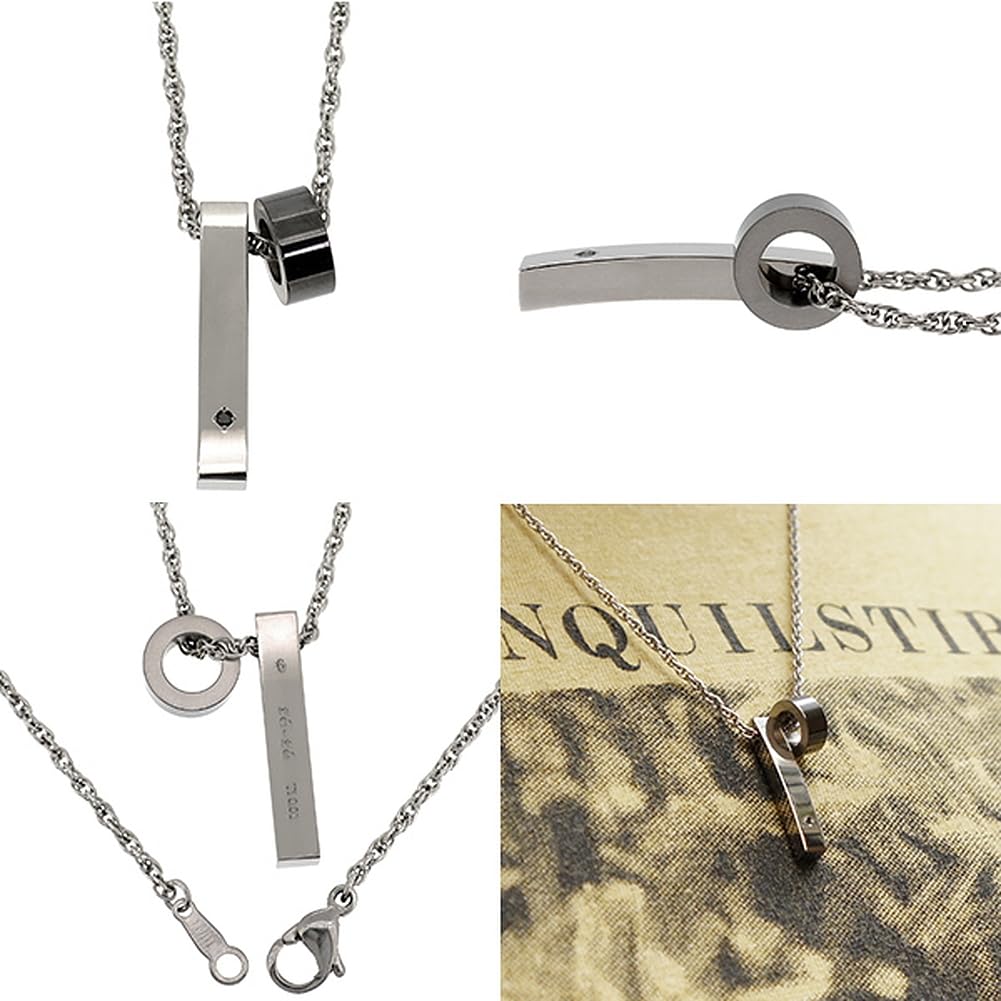 Phiten Black IP Ring Black Diamond Plate Double Parts Titanium Necklace Simple [Fefe] Fe-fe×phiten [Special Specifications]