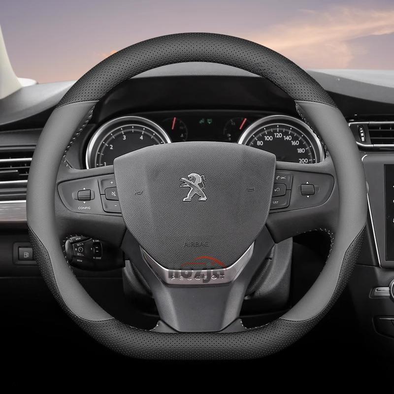 35cm 38cm Leather Car Steering Wheel Cover for Peugeot 5008 408 308 Rifter e-Expert Expert e-Traveller Landtrek Accessories