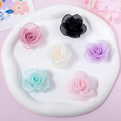 Handmade Chiffon Mesh Rose Flowers: Burned Edge Hair Clips, DIY Accessories for Shoes, Hats, and Clothing.