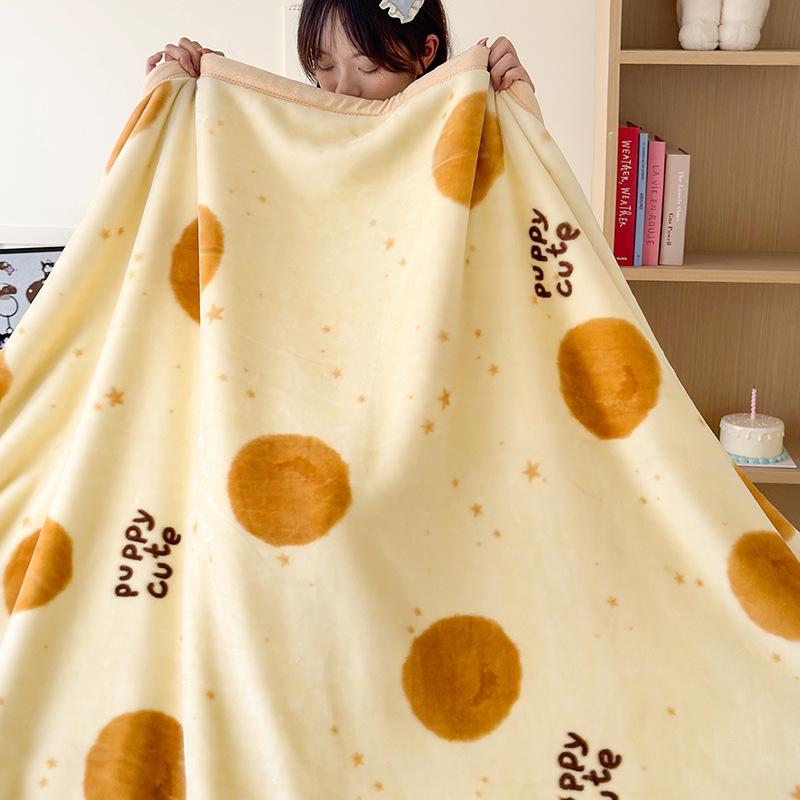 A-Class Double-Sided Printed Milk Velvet Blanket: Thickened Nap & Air Conditioning Sofa Cover