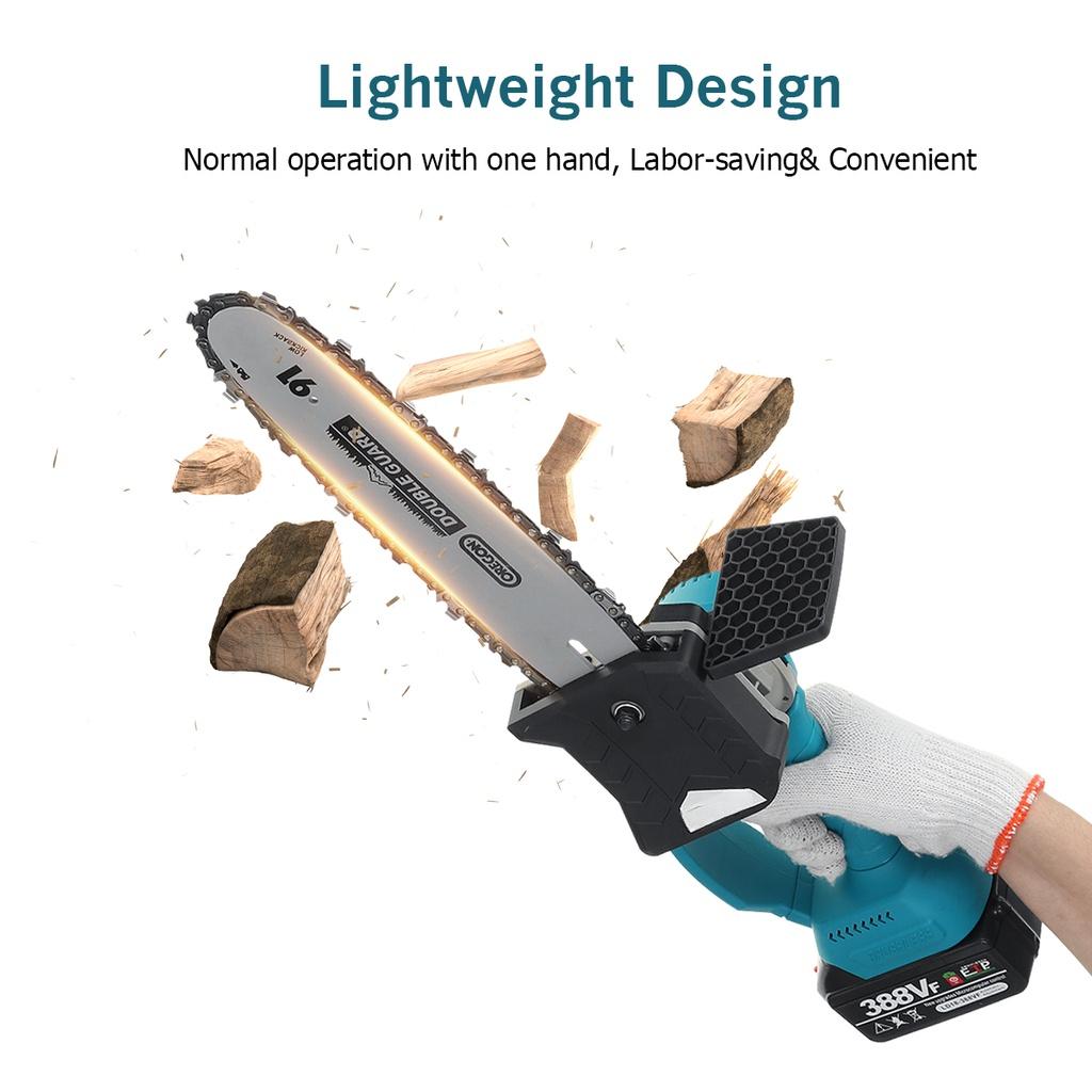 3000W 8/10 Inches Cordless Electric Saw Chainsaw With 2PC Li-ion Battery Brushless Motor Rechargeable Woodworking Tool 388VF