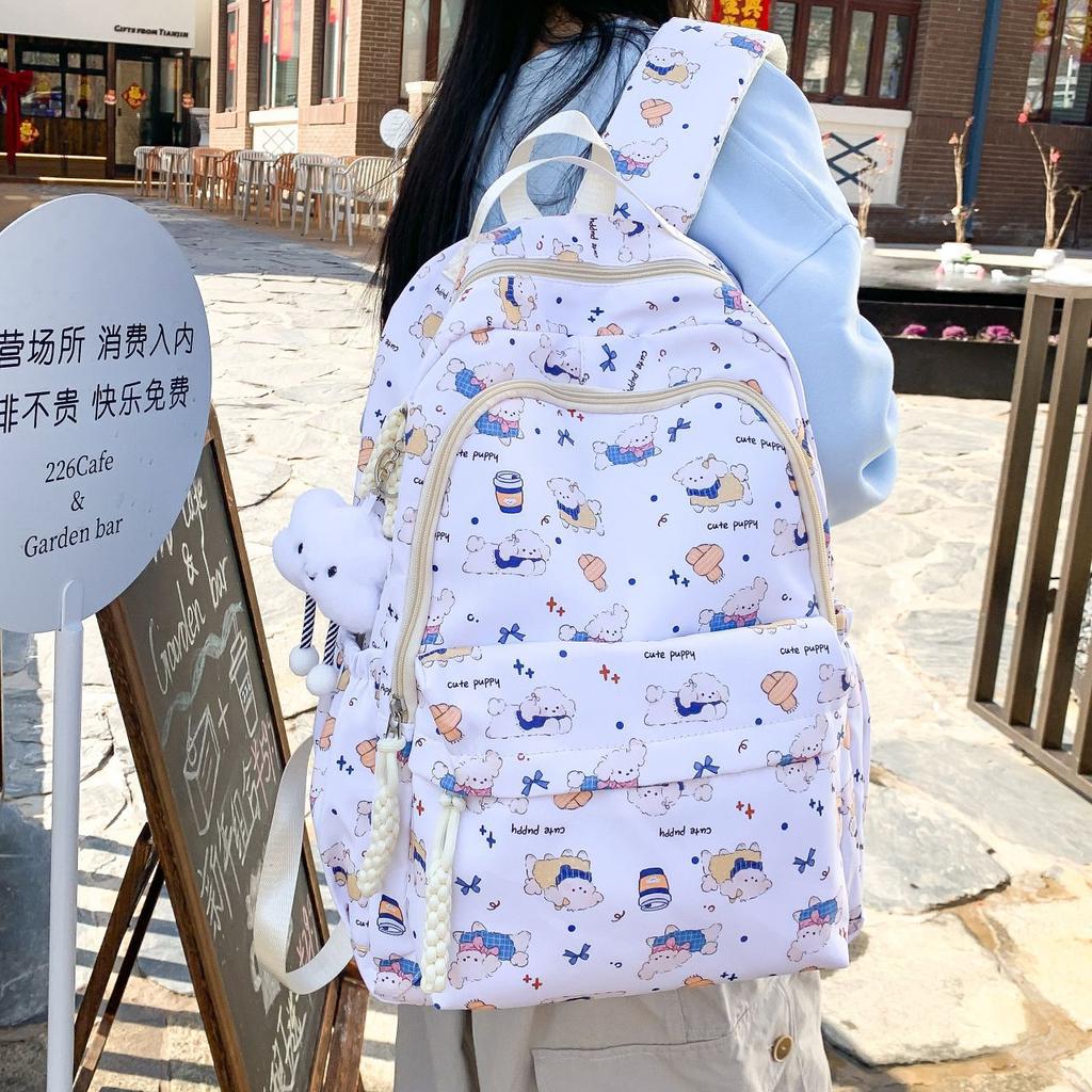 Schoolbag cartoon graffiti backpack ins cute college student large capacity girl junior high school girl schoolbag casual versatile backpack