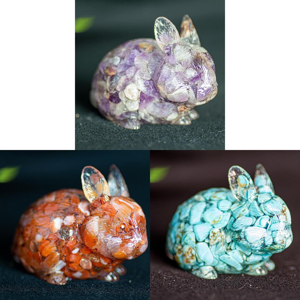 Natural Crystal Resin Bunny Figurine For Home Decor And Gift Giving