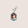 BTS Vintage Frame Acrylic Keychain, Bangtan Boys Photo Keyring with Member Name Banner, Kpop Idol Bag Pendant for ARMY Fans