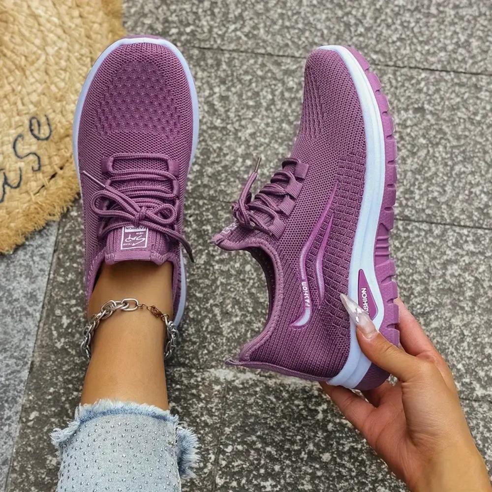 

Женская повседневная спортивная обувь для активного отдыха, бега, ходьбы, повседневных поездок на работу, на шнуровке, с узором, двухслойная, легко надеваемая и снимаемая трикотажная обувь 39