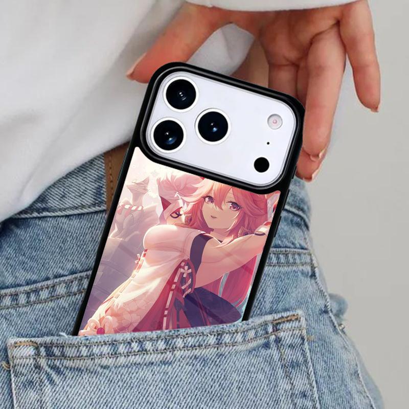 Genshin Impact Yae Miko Phone Case for iPhone 16e 15 14 13 12 17 Pro Max Plus Air 17pro Cover Coque