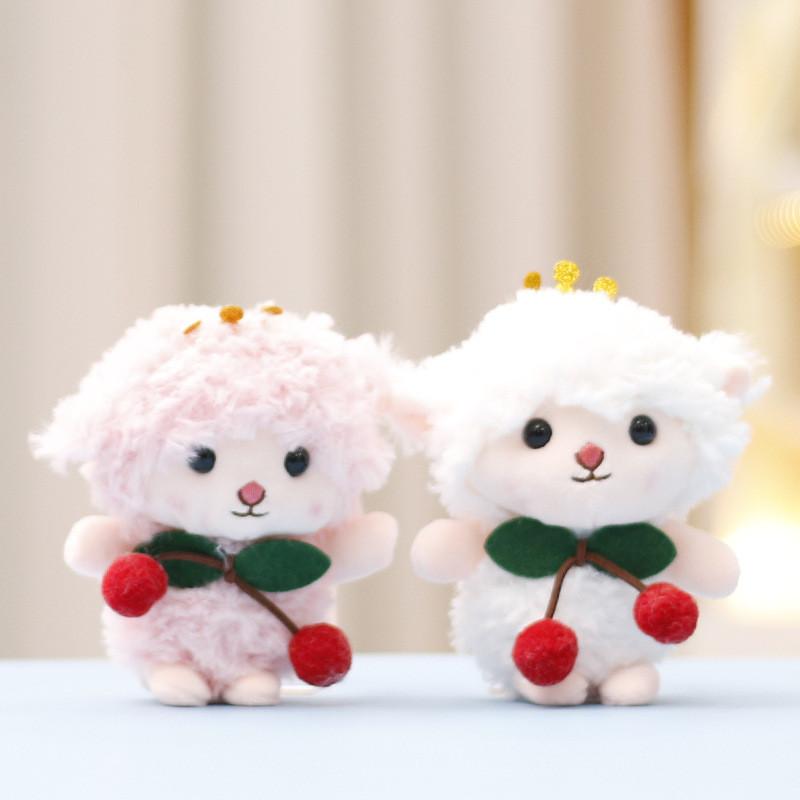 Adorable Plush Toy Cherry Lamb Doll Cute Stuffed Animal Keychain Pendant Bag