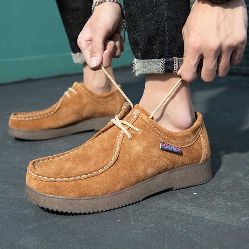 Herren Sneaker Business Formelle Schuhe Wildleder Slipper Arbeitsschuhe für Herren Einfache Britische Leder Partyschuhe Herbst Plateau Rutschfest