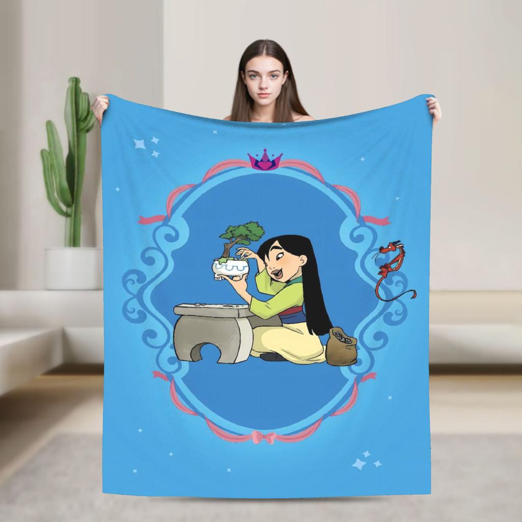Mulan Mushu Flannel Blanket Winter Super Warm Bedding Throws for Kids Home Decor Graphic Bedspread Sofa Bed Cover