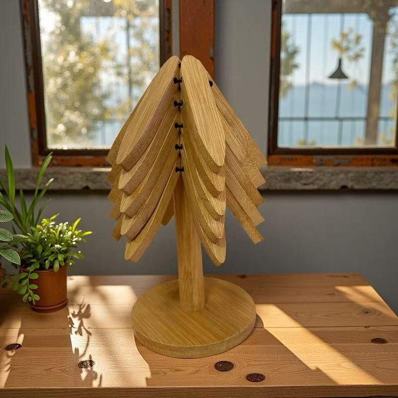 Black Walnut Heat-Resistant Coaster Set - Wooden Table Decoration, Anti-Scalding Insulation Pad.