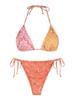 ZAFUL Ribbed Boho Paisley Print String Bikini Swimwear