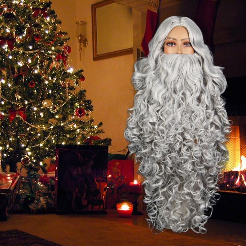 Santa Fancy Dress Costume Santa Clauses Wig and Beard Set for Cosplay Christmas
