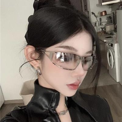 Y2K Sunglasses Stylish Hollow Sun Glasses Outdoor UV400 Shades Silver Black Brown for Women