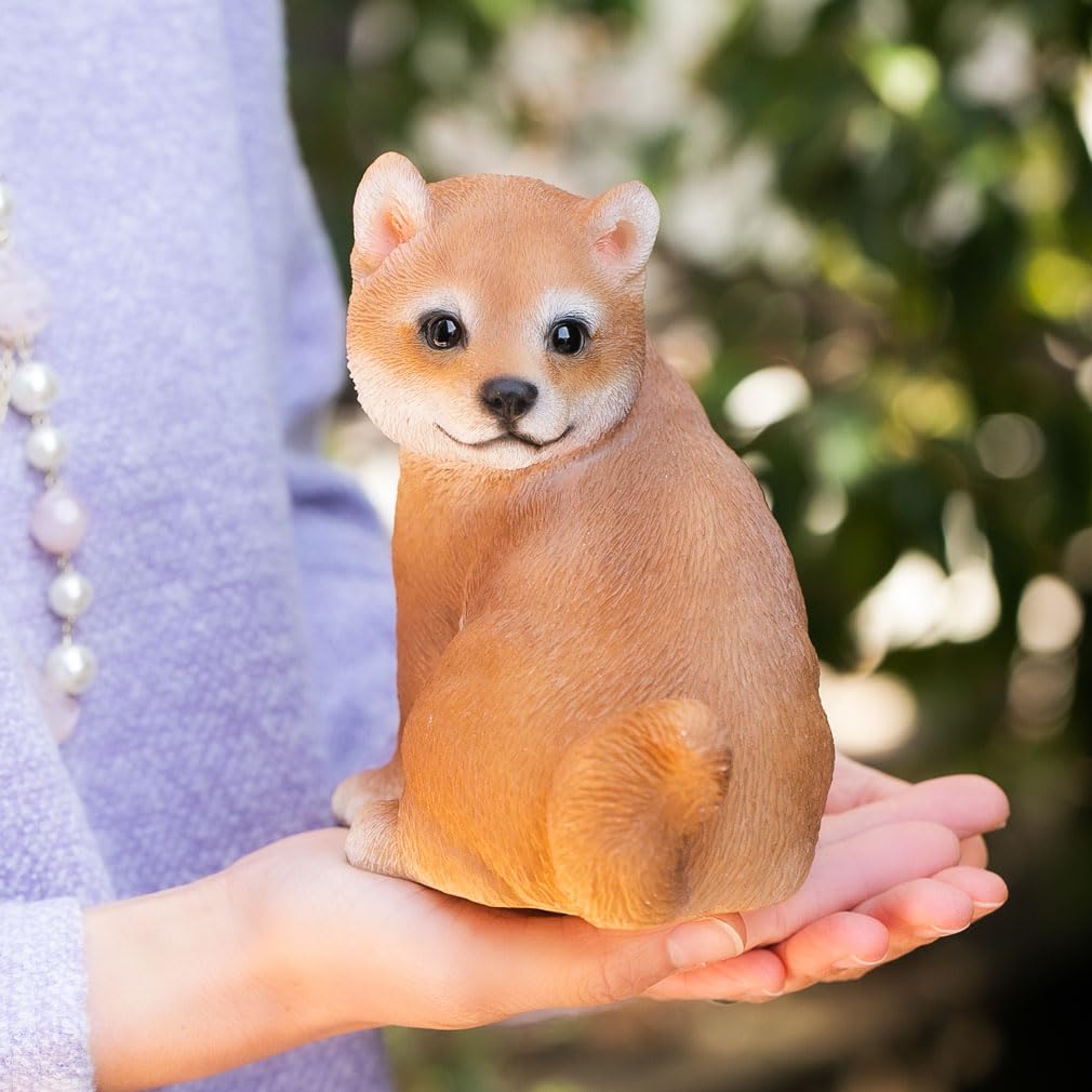 Devalier Cat and Dog Figurine, Interior Decor, Garden Ornament, Made of Resin, Perfect Birthday Gift for Women, [Authentic] (cb005g Shiba Inu)