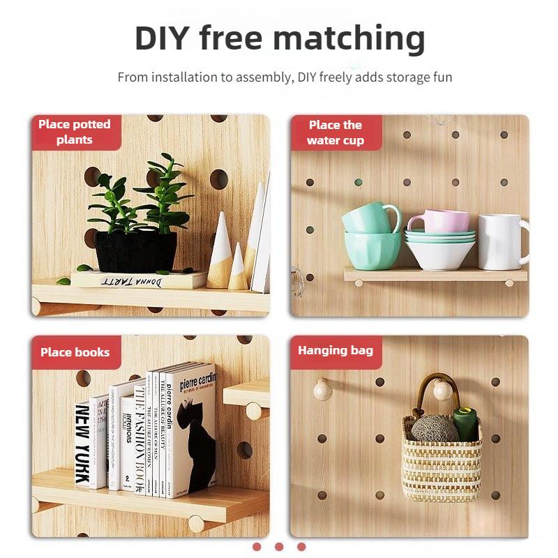 Solid Wood Hole Wooden Shelf Pegboard Accessories Wall Shelf Hole Board Household Decoration Display Stand