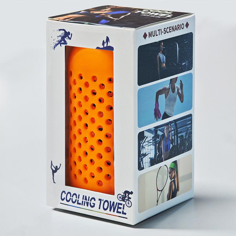 Custom Logo Quick-Dry Cooling Towel with Silicone Sleeve for Outdoor Fitness