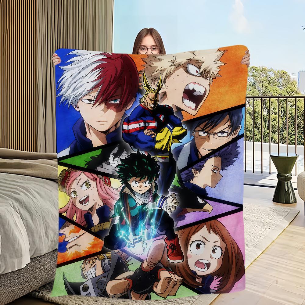 Anime Cool Blanket Flannel Warm Comfort My H-hero A-academia Soft Plush Blanket for Sofa Living Room Office Bedroom Travel Gift