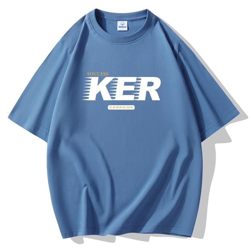 S-5XL KER Men's Loose Short Sleeves T-Shirt 100% Cotton