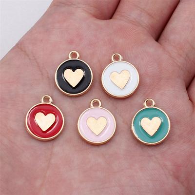 Hearts Enamel KC Color Love Charm Antique Bronze Zinc Alloy Jewelry Making Supplies Jewelry Maker Style Bracelet Charms