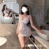 Underwear lace hollow deep V hip skirt sexy perspective mesh floral suspender nightdress