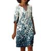 Women's Spring and Summer Fashion Painting Printed Five Sleeve Multi Color Medium Length Dress