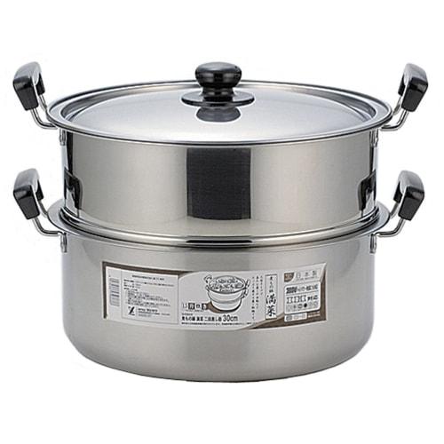 Yoshikawa Two-Tier Steamer, Mansai, 30cm, 9.6L, Stainless Steel, Induction and Gas Compatible, Tsubame-Sanjo, Made In Japan, SH9868