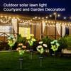Solar Powered Garden Light Outdoor Decorative Lawn Stake with Artificial Flower Design and Stainless Steel Pole for Yard Pathway Lighting