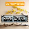 Vintage SAVE WATER Metal Wall Sign 15.75x3.94 – Rustic White On Dark Teal, Water Conservation Decor