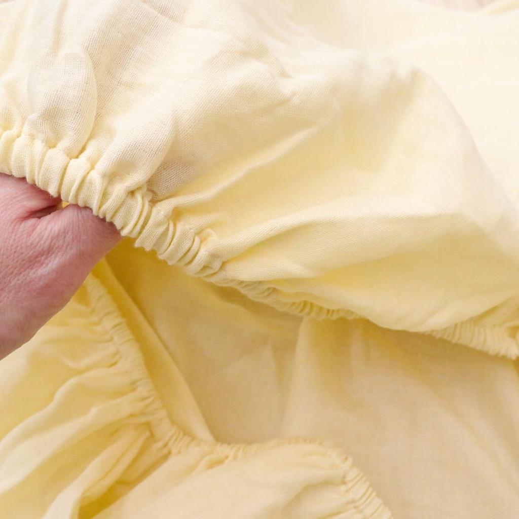 Un doudou Baby Mini Spannbettlaken, 2er-Set, 60x90cm, Double Gauze, Creme, 100% Baumwolle, 3165-CR(2)