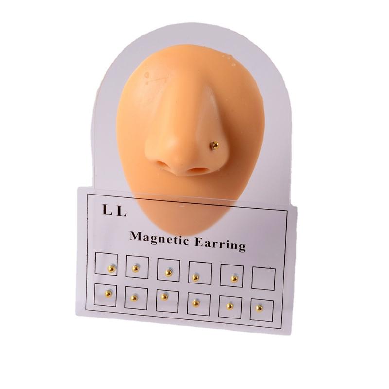 Personalized 12 Pcs Magnetic Stud Earring Ear Bone Nails Fake Cheater Non Pierced Jewelry Nose Ear Lip Stud Magnet DIY