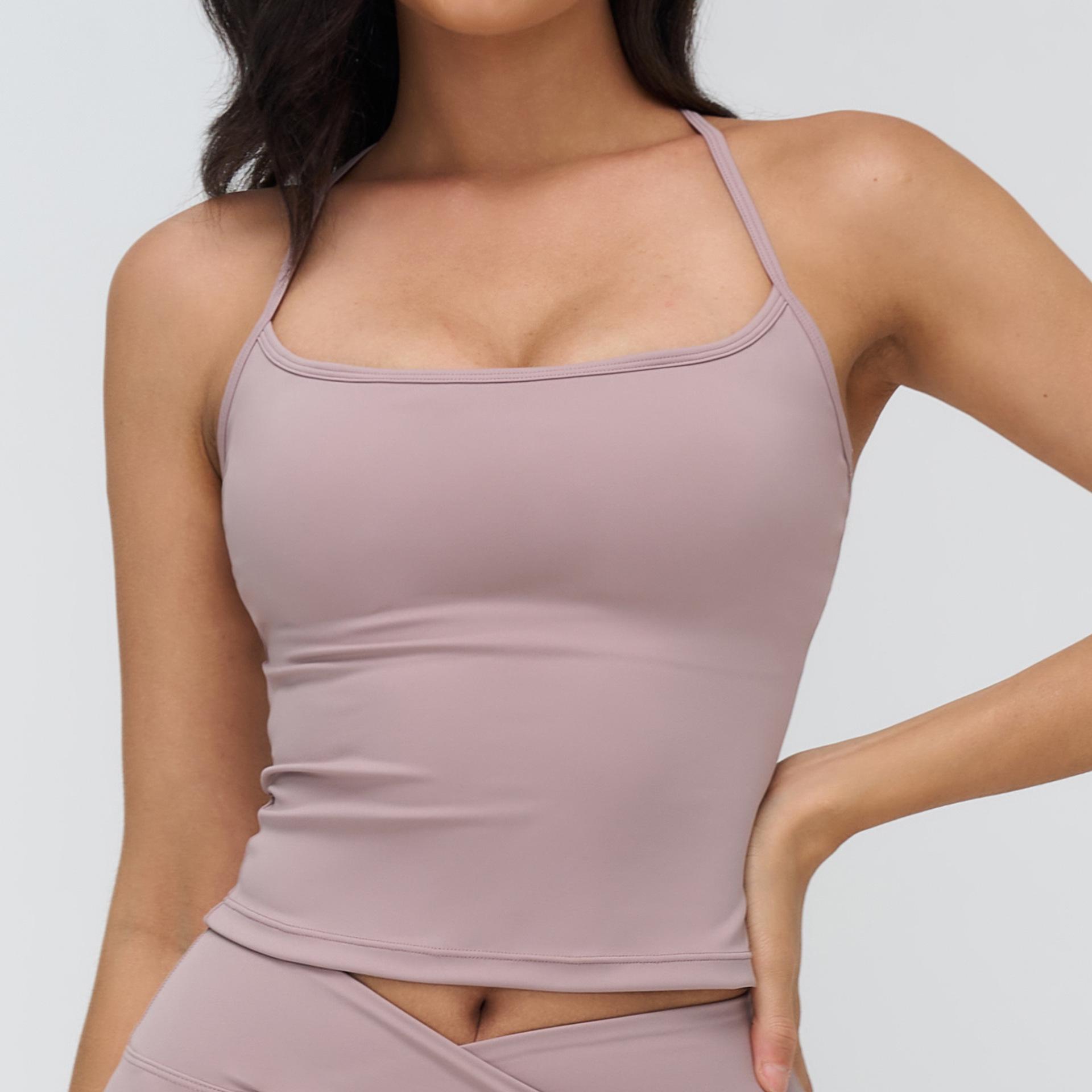 

Cross-back Yoga Tank Top with Tight-Fit and Beautiful Open Back Design for Outdoor Sports, Running, and Fitness (Model 4518) Large