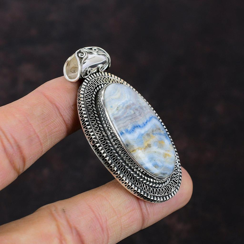 Blue Scheelite Pendant Handmade Jewelry 925 Sterling Silver Pendant Gemstone Vintage Pendant Antique Jewelry Engagement Gift Stylish Pendant