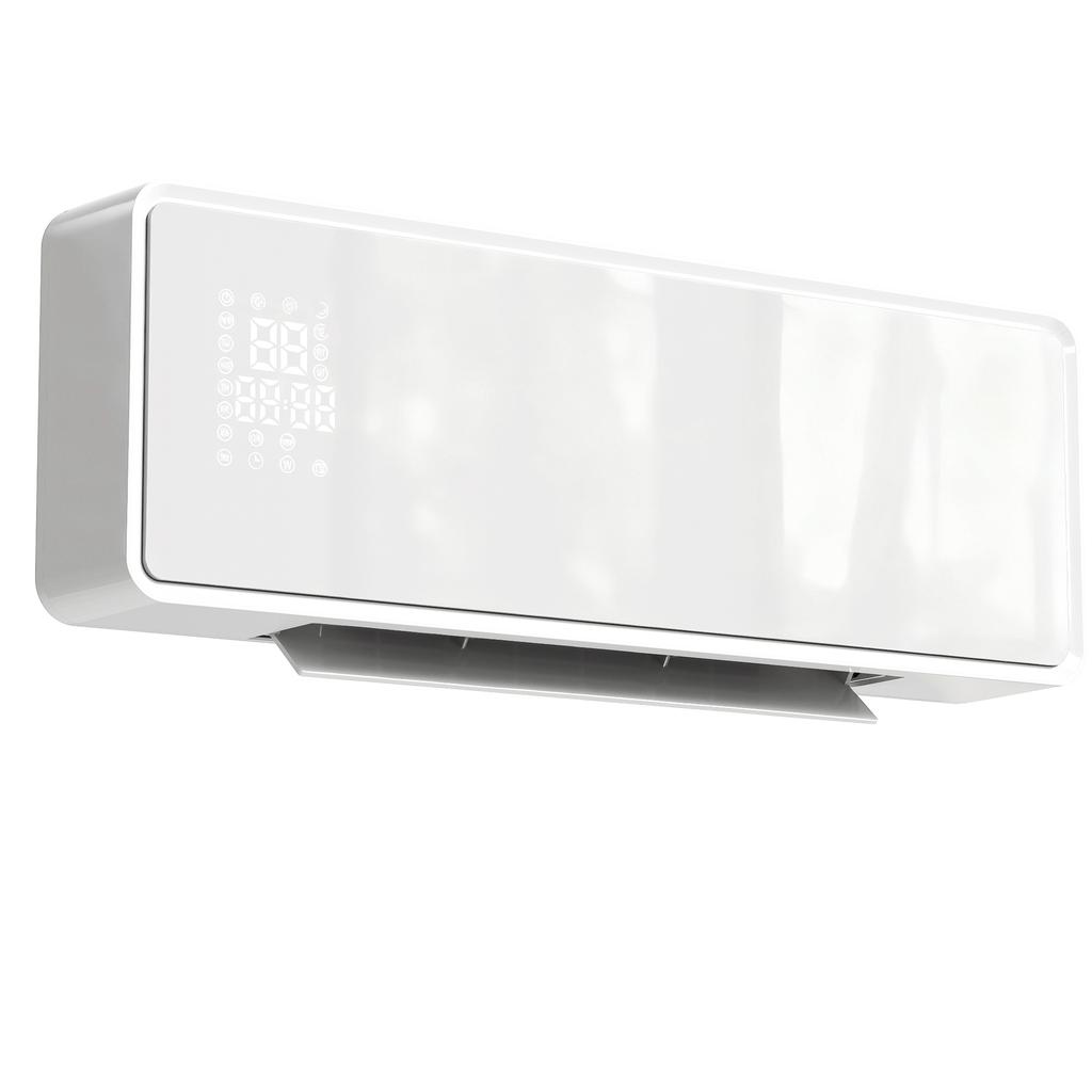 Wall-mounted ceramic heater 1000/2000W, electric radiator, fan, thermostat, timer, 54x18.7x12.3cm, white