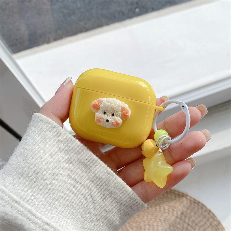 Cute Three-dimensional Dog for AirPods 1 Generation Protective Case Second Generation 1 Generation Pro1 Apple Bluetooth Headset Case Female