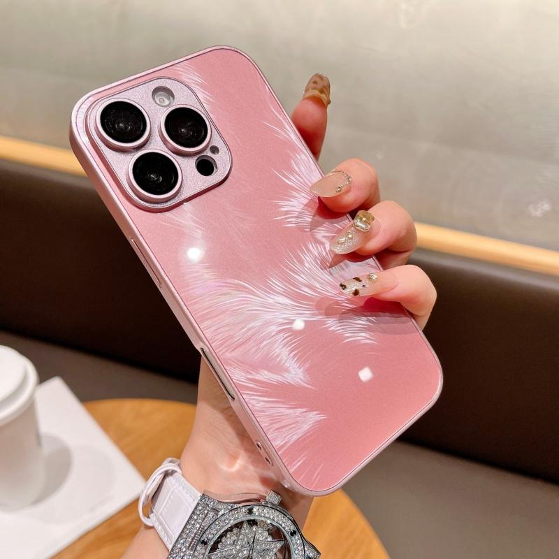 Premium jednokolorowe etui na telefon z gazy piórkowej pasujące do iPhone 16 Pro Max 15 14 Plus 13 12 Pro z osłoną ochronną na obiektyw